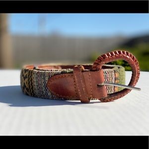 Vintage Woven cotton belt with leather backing